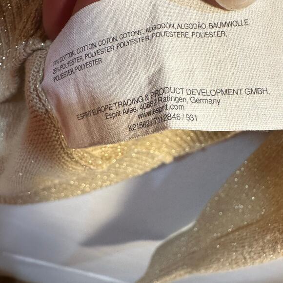 VTG Esprit V Neck Metallic Knit Sweater SZ M Y2K Fairy Grunge Glitter Pullover - Picture 6 of 9